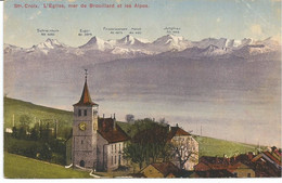 Sainte CROIX L'église, Mer De Brouillard Et Les Alpes - Sainte-Croix 