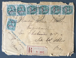 Maroc N°40 (x7) Sur Enveloppe TAD TRESOR ET POSTES AUX ARMEES MEKNES 18.8.1913 - (C1690) - Lettres & Documents