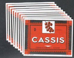 10 Etiquettes Neuves, Cassis, Terrier Bourdin à Cosne ( Nievre) - Collections, Lots & Séries