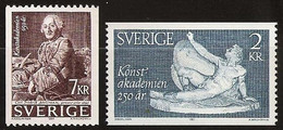 Suède Sverige 1985 N° 1329 / 30 ** Beaux-Arts, Plâtre, Johan Tobias Sergel, Nu, Sexe, Othryadès, Spartiate, Adelcrantz - Unused Stamps