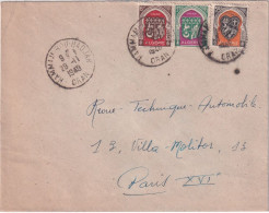 1949 - ALGERIE - SUPERBE TRICOLORE ARMOIRIES Sur ENVELOPPE De HAMMAM BOU HADJAR => PARIS - Covers & Documents