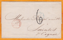 1867 - Enveloppe Pliée D'Amsterdam Vers Saintes Près Cognac, France - Entrée Valenciennes - Cad Transit Et Arrivée - Lettres & Documents