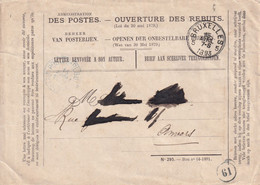 DDX880  -- Enveloppe Des REBUTS - Bon No 64/1891 - BRUXELLES 1893 (Adresse Raturée) - Volantini Postali