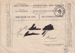DDX880  -- Enveloppe Des REBUTS - Bon No 64/1891 - BRUXELLES 1893 (Adresse Raturée) - Dépliants De La Poste