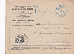 DDX882  -- Enveloppe Des REBUTS + Cachet Bleu Bilingue + T Bleu - Bon No 2132/1923 - En 1937 Vers TOURNAI , Taxée 1 F 40 - Postkantoorfolders