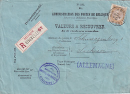 DDX884  -- Enveloppe Des VALEURS A RECOUVRER -,Recommandé TP Fine Barbe ANVERS 1894 Vers SCHWARZENBERG Allemagne - Dépliants De La Poste