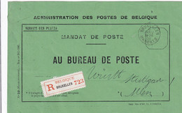 DDX886  -- Enveloppe De MANDAT-POSTE - Etiquette Recommandé BRUXELLES MANDATS 1909 Vers STUTTGART Allemagne - Dépliants De La Poste