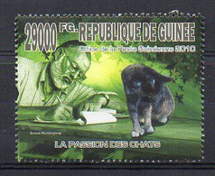 Cat. Ernest Hemingway - Cat Stamp (Guinea 2010) MNH (1W1879) - Domestic Cats