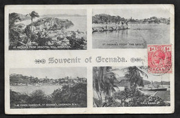 CPA Grenade Souvenir Of Grenada, St George's From Hospital Hill, The Spout, The Hinner Harbour & R.M.S "Berbice" - Grenada