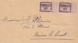 DDX888  -- Devant De Document Paire VERTICALE ( Peu Commun)  De PREOS Armoiries 2 C BRUXELLES 07 - Sobreimpresos 1906-12 (Armarios)