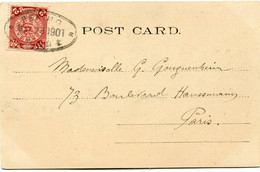 CHINE CARTE POSTALE -SHANGHAI DEPART PEKING MR 28 1901 POUR LA FRANCE - Briefe U. Dokumente