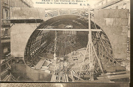 115 - PARIS - METROPOLITAIN - LES TRAVAUX DU METRO - CAISSON DE LA PLACE SAINT-MICHEL - TAMPON E. BORDEAUX 1906 - Metro, Estaciones