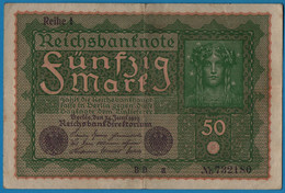 DEUTSCHES REICH 50 Mark Reihe 1	  24.06.1919 Série BDa # 732180  P# 66 - 50 Mark