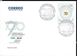 ARGENTINA 2019 ISRAEL 70°ANIV JUDAICA JEWISH PREMIER JOUR FDC, - Unused Stamps