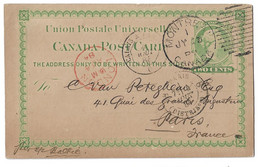 1884 Entier Postal Montréal Pour La France.. - 1860-1899 Reign Of Victoria