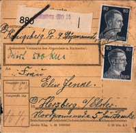 ! 1944 Königsberg In Ostpreußen Nach Herzberg, Paketkarte, Deutsches Reich, 3. Reich - Brieven En Documenten