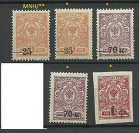 RUSSLAND RUSSIA 1918/1920 Kuban Jekaterinodar = 5 Stamps From Set Michel 1 - 8 MH/MNH - South-Russia Army