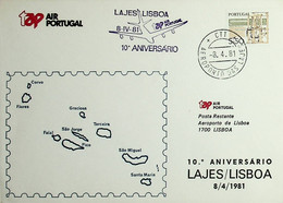 1981 Portugal 10º Aniversário Do 1º Voo / First Flight TAP Lajes - Lisboa - Brieven En Documenten
