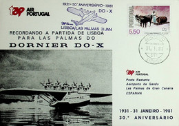 1981 Portugal 1º Voo / First Flight TAP Lisboa - Las Palmas (50º Aniversário DO-X) - Covers & Documents