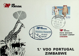 1981 Portugal 1º Voo / First Flight TAP Portugal Salisbury (Zimbabwe) - Brieven En Documenten