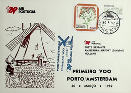 1982 Portugal 1º Voo / First Flight TAP Porto - Amsterdam - Brieven En Documenten