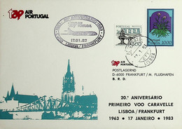 1983 Portugal 20º Aniversário Do 1º Voo / First Flight TAP Lisboa - Frankfurt Em Caravelle - Cartas & Documentos
