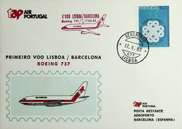 1983 Portugal 1º Voo TAP / First Flight Lisboa - Barcelona Em Boeing 737 - Brieven En Documenten