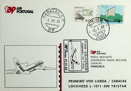1983 Portugal 1º Voo / First Flight TAP Lisboa - Caracas - Lisboa Em Lockheed L-1011 Tristar - Cartas & Documentos