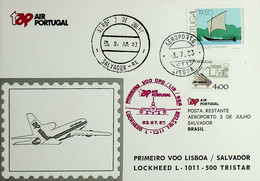 1983 Portugal 1º Voo / First Flight TAP Porto - Lisboa - Salvador  Em Lockheed L-1011 Tristar - Lettres & Documents