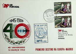 1985 Portugal 40º Aniversário Da TAP (Voo Comemorativo Lisboa - Madrid) - Brieven En Documenten