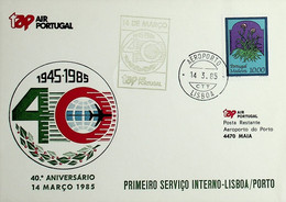 1985 Portugal 40º Aniversário Da TAP (Voo Comemorativo Lisboa - Madrid) - Covers & Documents