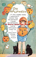326111-Halloween, Whitney No WNY36-1, Girl Holding Jack O Lantern, Black Cats, Art Deco - Halloween