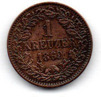 Baden  - 1 Kreuzer 1869   -  TTB+ - Piccole Monete & Altre Suddivisioni