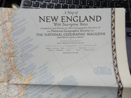 1) NATIONAL GEOGRAPHIC A MAP OF NEW ENGLAND WITH DESCRIPTIVE NOTE 1955 - Europe