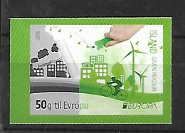 Iceland MNH Vélo Cycling Fiets Fahrrad BICYCLE Europa Cept 2016 Windmill Self Adhesive Stamp Fom Booklet Cyclism Green - Carnets