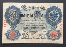 Banknote Reichsbanknote 20 Mark 1914 Deutschland Germany - 100 Mark