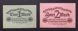 LOT 2 Banknoten Reichsbanknoten Darlehenkassenscheine 1922 Deutschland Germany Bankfrisch - Administración De La Deuda