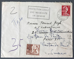 France N°1011C Sur Enveloppe De Paris Pour La Suisse 1959 - Taxe Suisse - (C1971) - 1921-1960: Modern Tijdperk