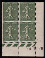 Semeuse Lignée 65c Vert, Yvert 234, Paire De CDs Du 23-11-26 ** Cote SOCO 163€ - ....-1929