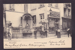 CPA Belgique Manneken Pis Circulé Commece Shop Vente De Cartes Postales - Monumenten, Gebouwen