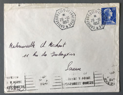 France N°1011B Sur Enveloppe - TAD CROISEUR-ECOLE-JEANNE-D'ARC 29.10.1957 - (C2008) - 1921-1960: Période Moderne