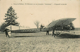 Camp De Châlons * M DEMANEST Sur Son Monoplan Antoinette * Appareil Vu De Côté * Avion Aviation - Camp De Châlons - Mourmelon