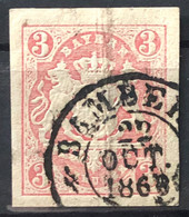 BAYERN 1867 - BAMBERG Cancel - Mi 15 - 3kr - Used