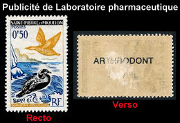 ST-PIERRE ET MIQUELON 1963 - Yv. 364 * Publicité ARTHRODONT - Oiseaux Eiders  ..Réf.SPM11814 - Sin Dentar, Pruebas De Impresión Y Variedades