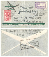 DAKAR Sénégal Lettre Destination Suisse Lausanne Enveloppe VIA CONDOR Annulée Yv 164 PA7 Posté A Bord MENDOZA - Lettres & Documents