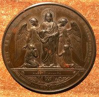 Superbe Médaille Cuivre Baptême 1868 Communion Confirmation 1879 Desaide Roquelay Atribuée à A. Allard (prix Fixe) - Monarchia / Nobiltà