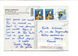 BRESIL 2011 Carte Postale Affranchie Avec Timbres Autocollant Sans Faciale, Pour La France - Cartas & Documentos