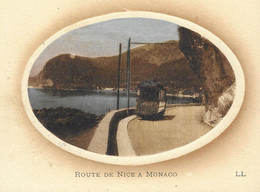 Rare Double Vue LL Route De Nice à Monaco Emboutie Ovale Vue Prise De Grande Corniche Colorisée TOP  861 A124 - Eze