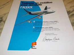 ANCIENNE PUBLICITE TOULOUSE SE MOBILISE AVEC AIRBUS 1998 - Publicités