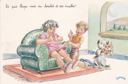 Illustr. JANSER (Garçonnet Faisant Sa Cour ) "Et Puis Papa Vend Du Chocolat Et Des Sucettes !" - Janser